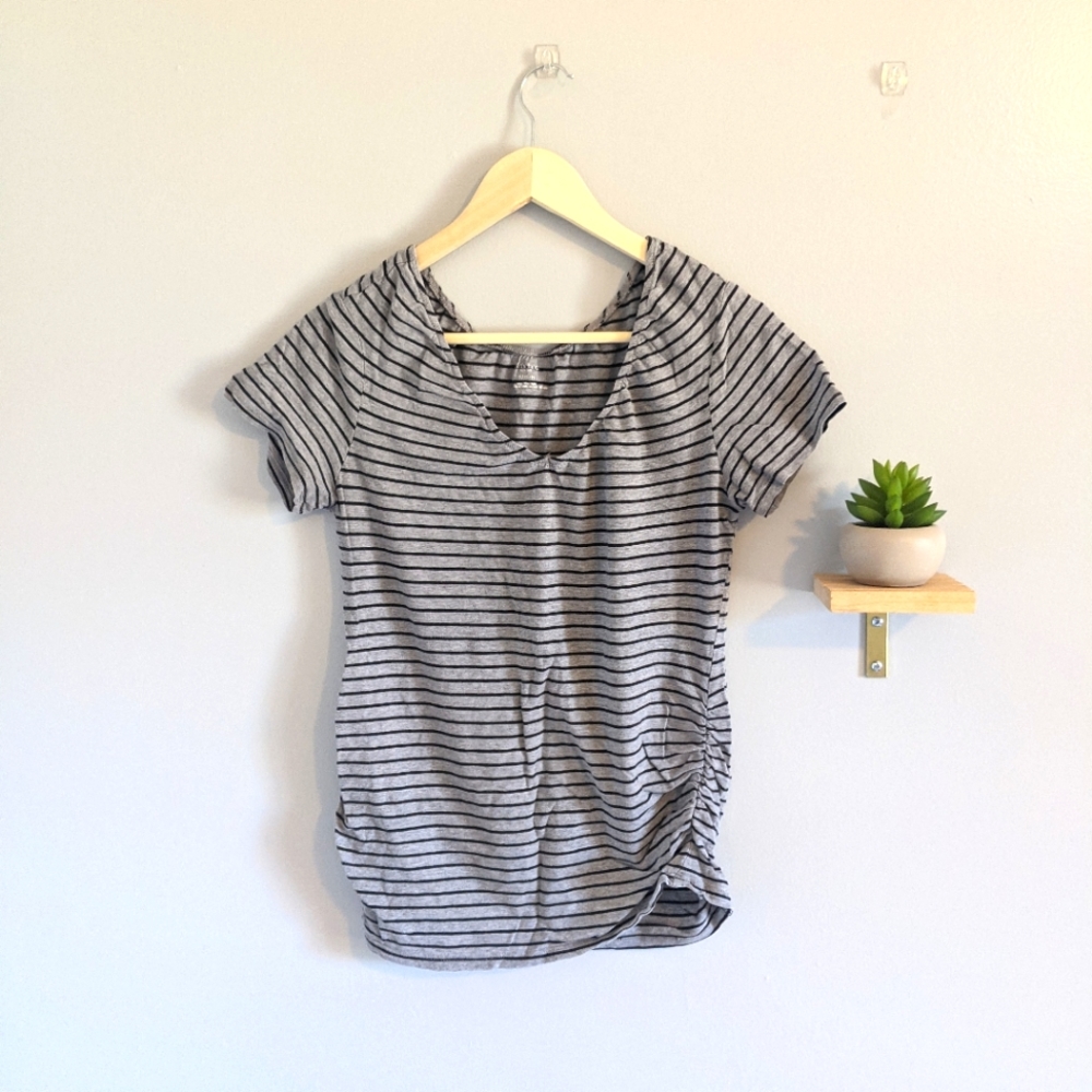 Grey striped maternity top